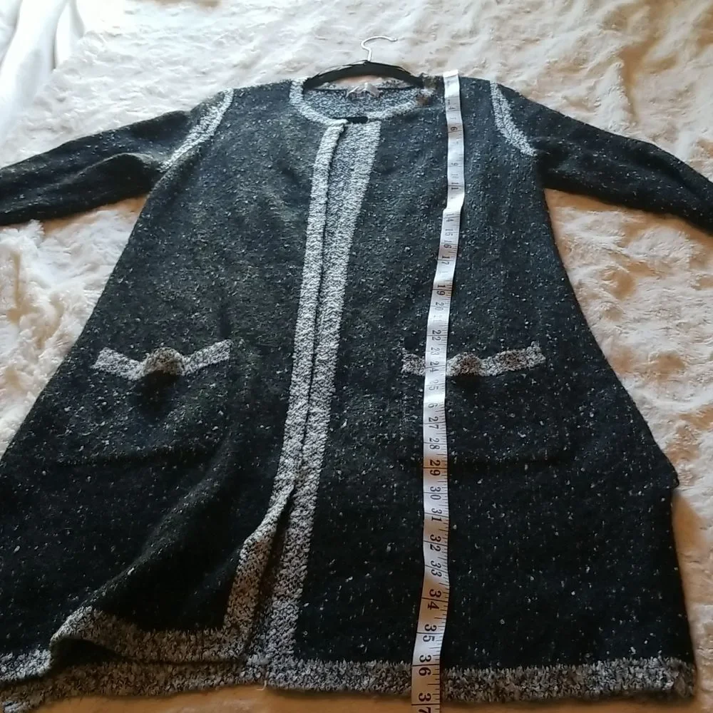 89th & Madison Sweater Cardigan Womens Size Large Black Whimsigoth Knit